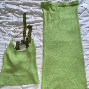Green Halter Top & Skirt Set